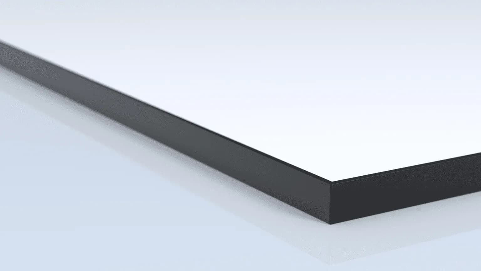 Era whiteboard — frameless contemporary black edge, corner detail